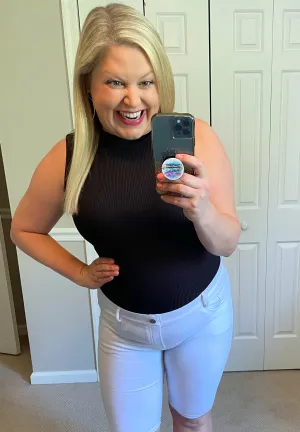 Ribbed Mock Neck Tank in Black