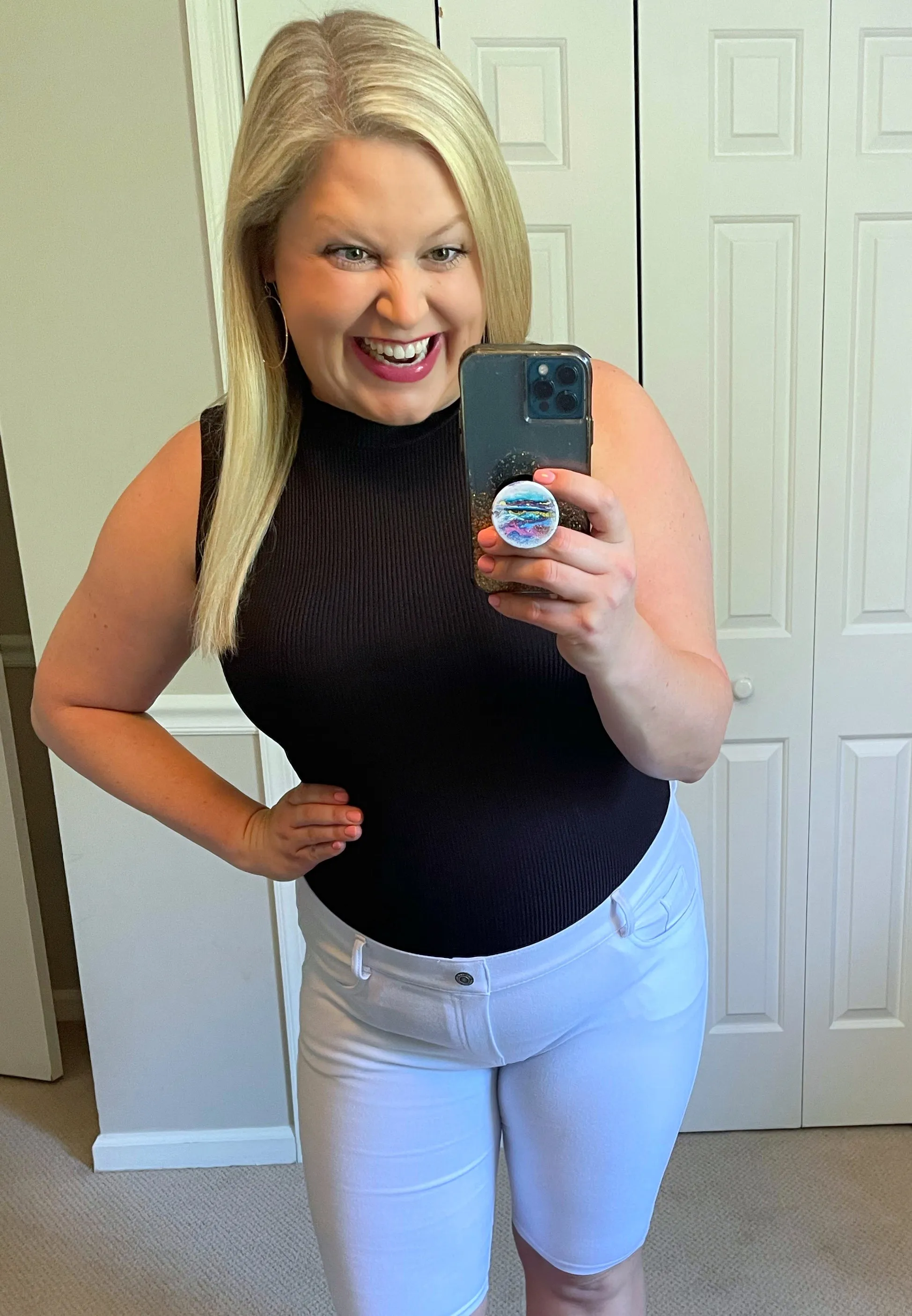 Ribbed Mock Neck Tank in Black