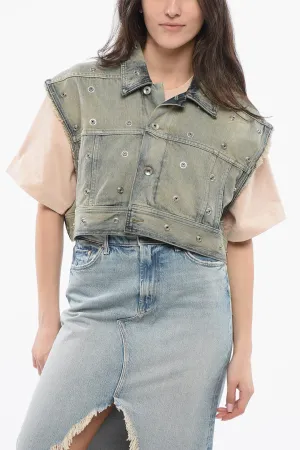 Rick Owens Denim Cropped Jacket with Laces