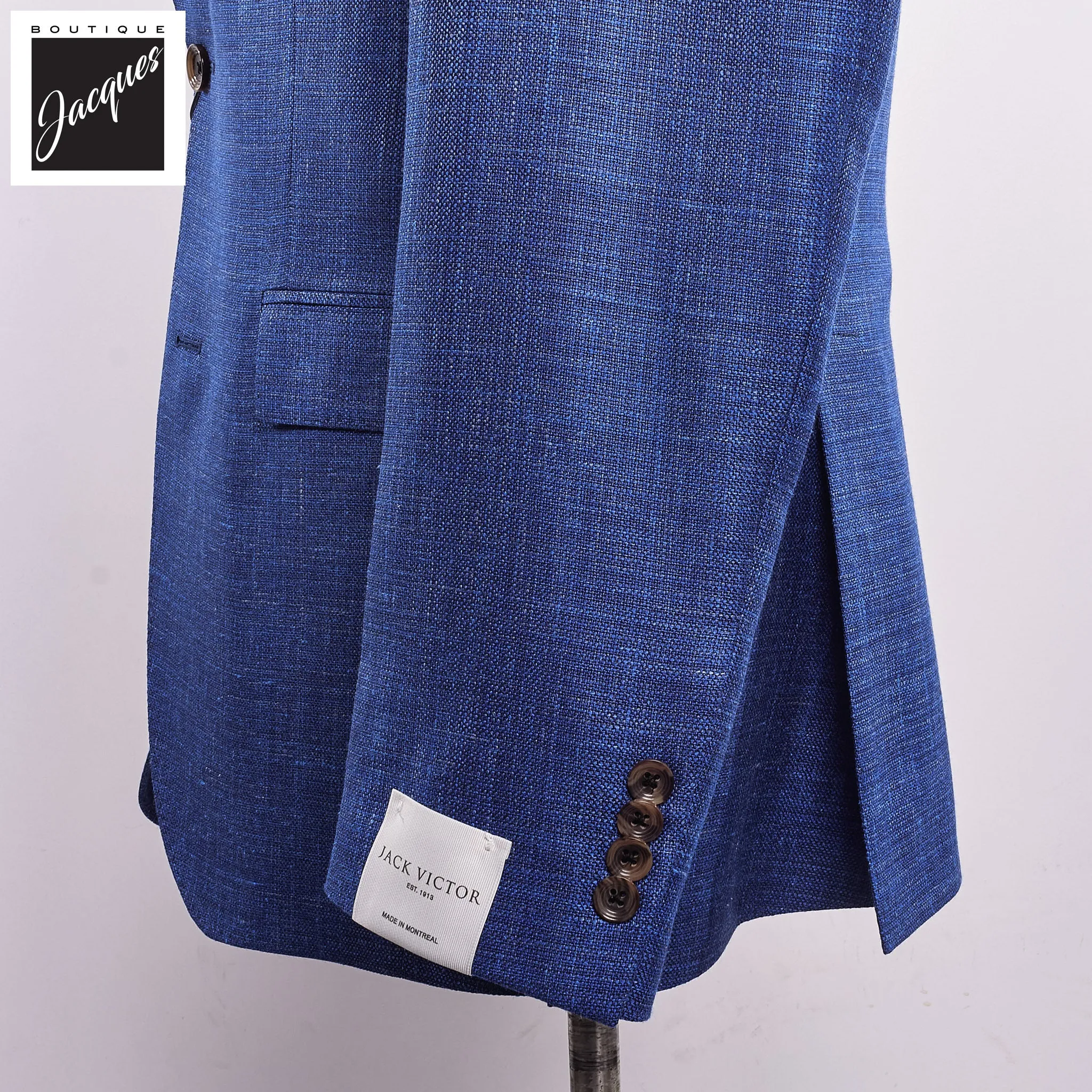 Royal Blue Melange Wool/Silk/Linen Midland Contemporary Fit Sport Jacket - Jack Victor