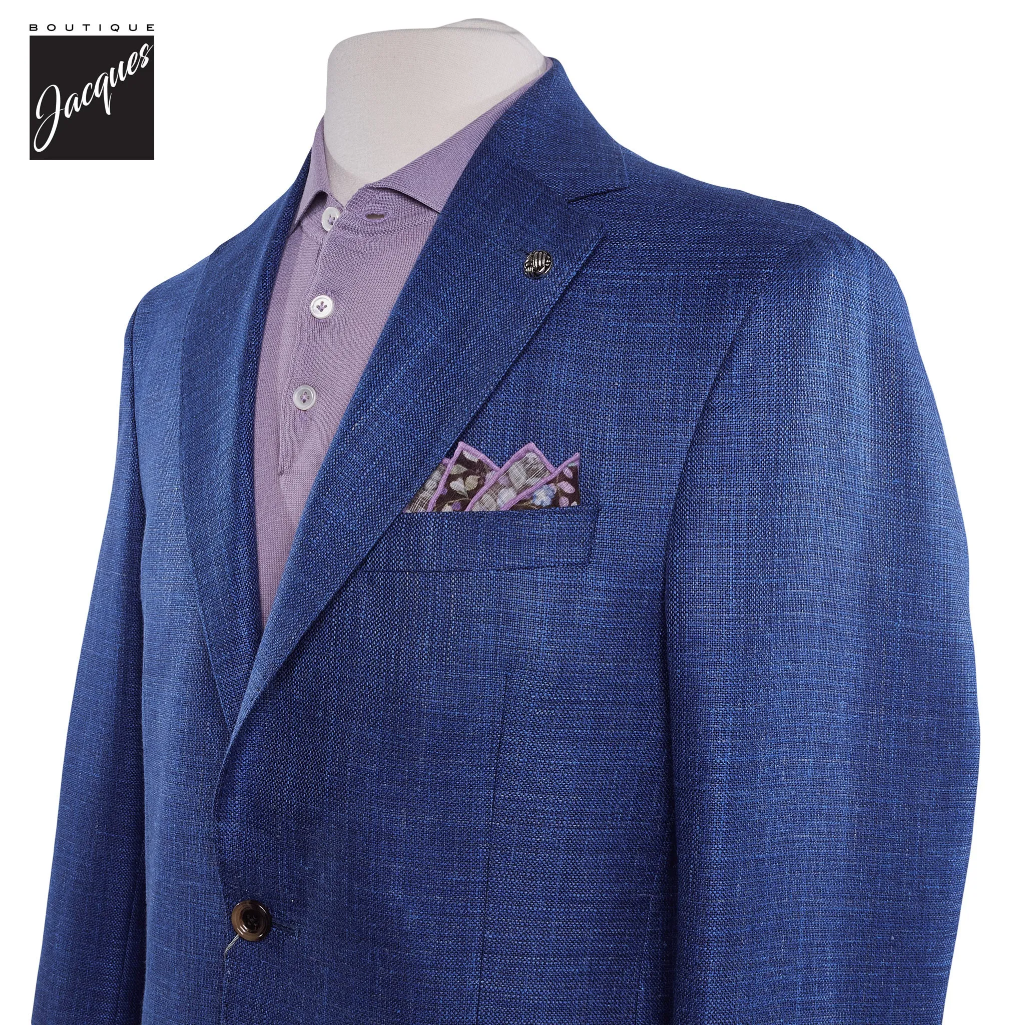 Royal Blue Melange Wool/Silk/Linen Midland Contemporary Fit Sport Jacket - Jack Victor