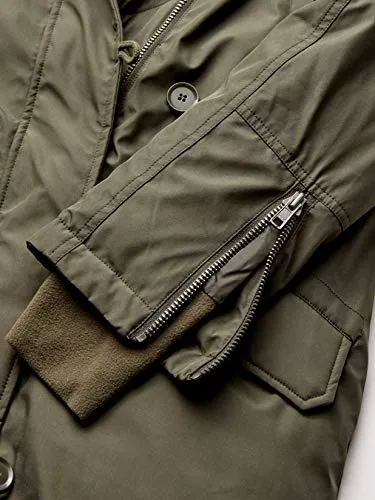 S13 Women's Luxe Alaska Long Down Parka with Faux Fur Hood, army/ natural, Small