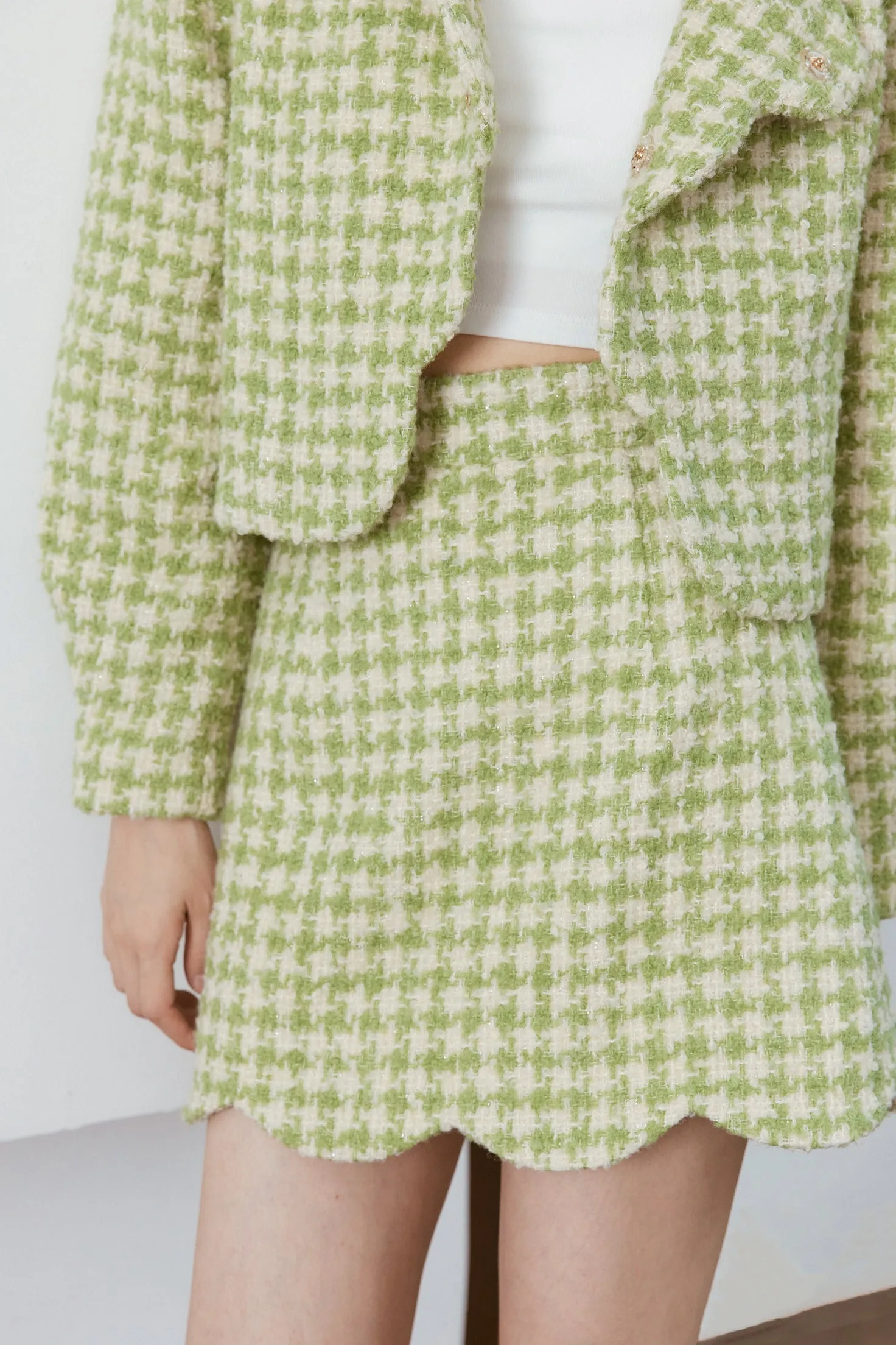 Scallop Wool Checked Set