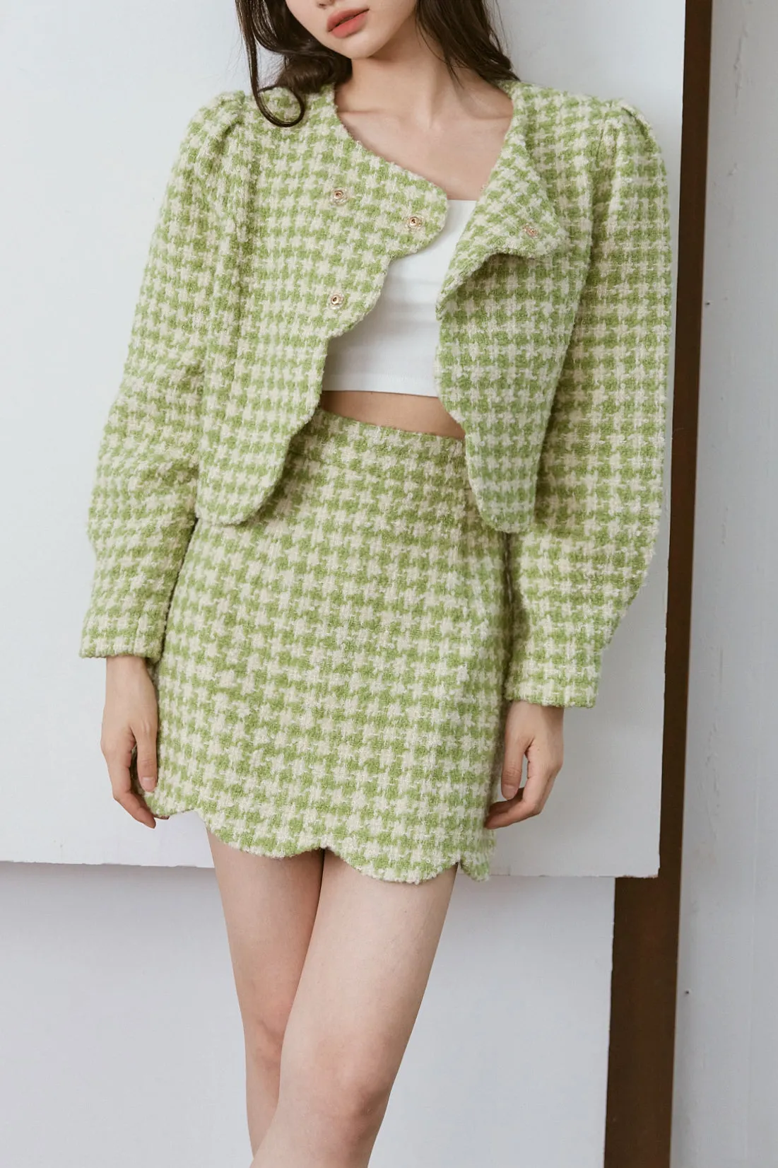 Scallop Wool Checked Set