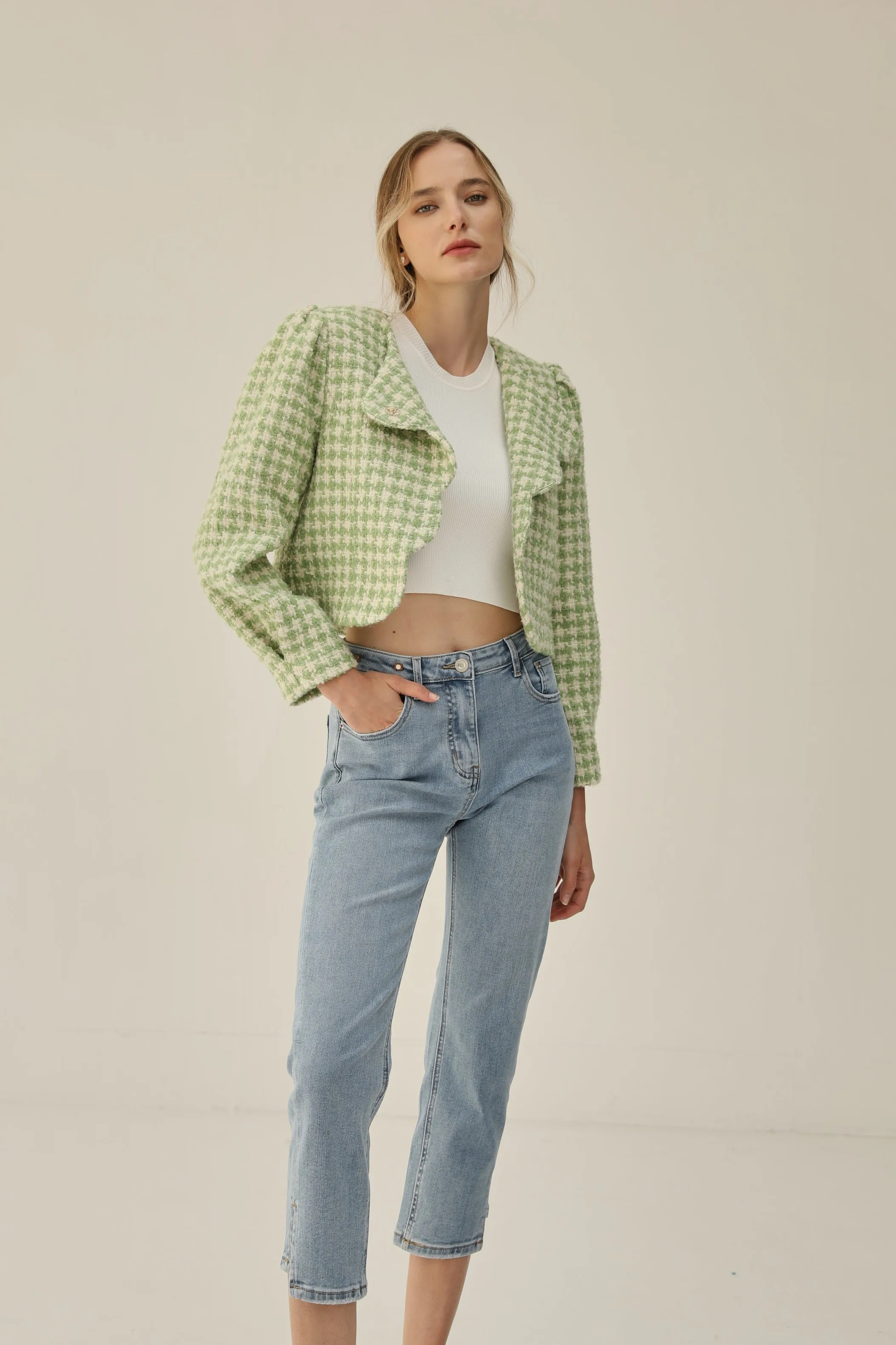 Scallop Wool Checked Set