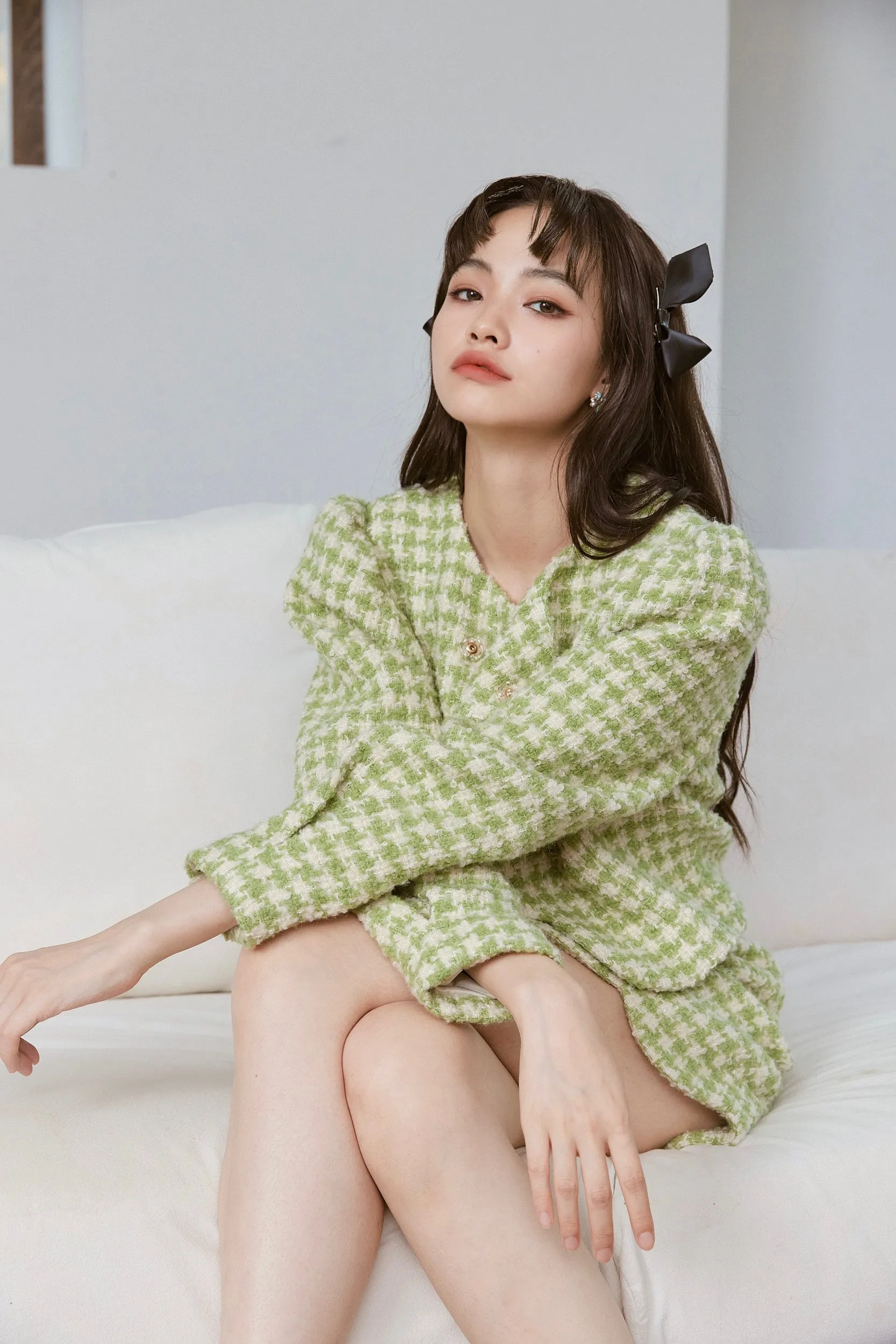 Scallop Wool Checked Set