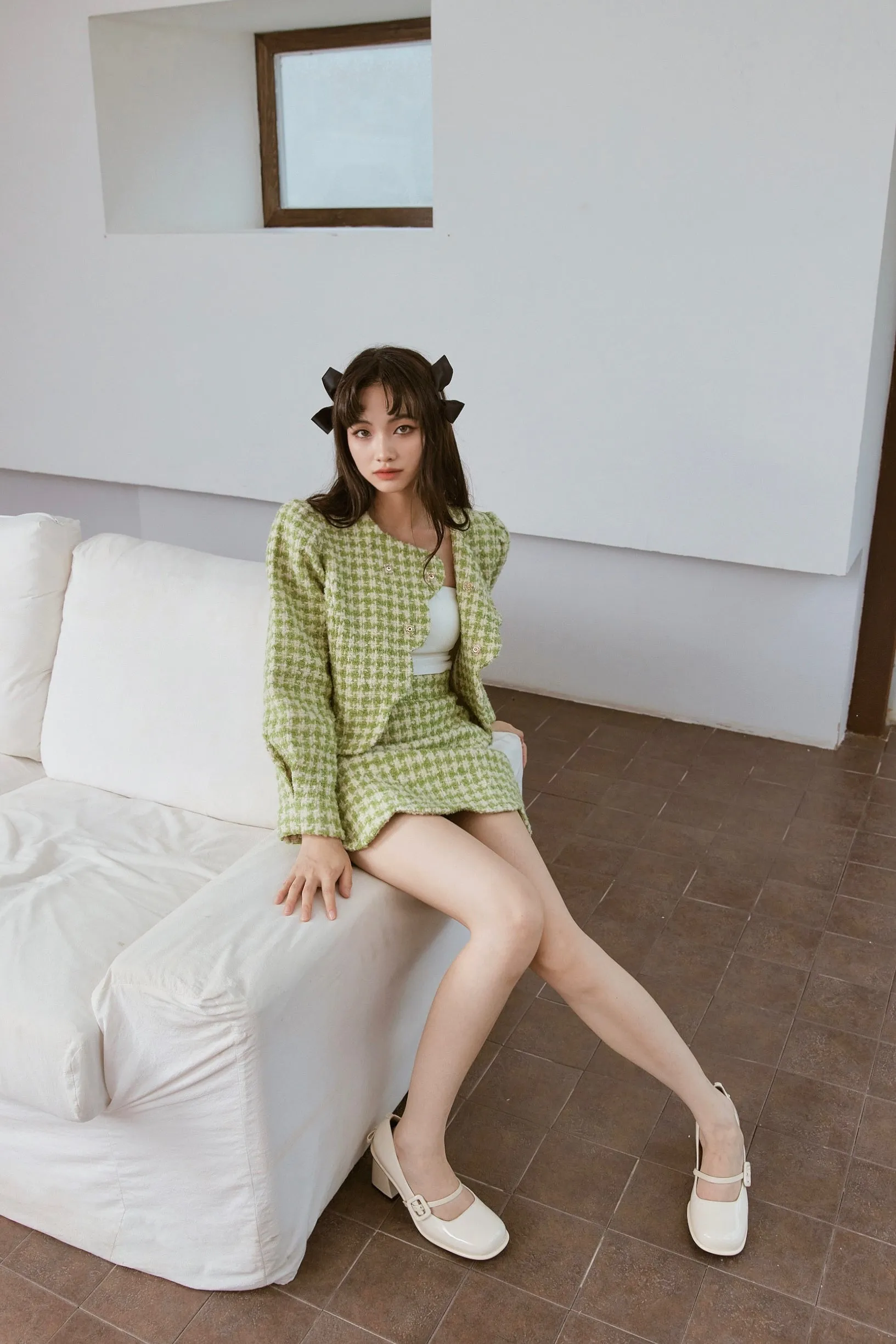 Scallop Wool Checked Set