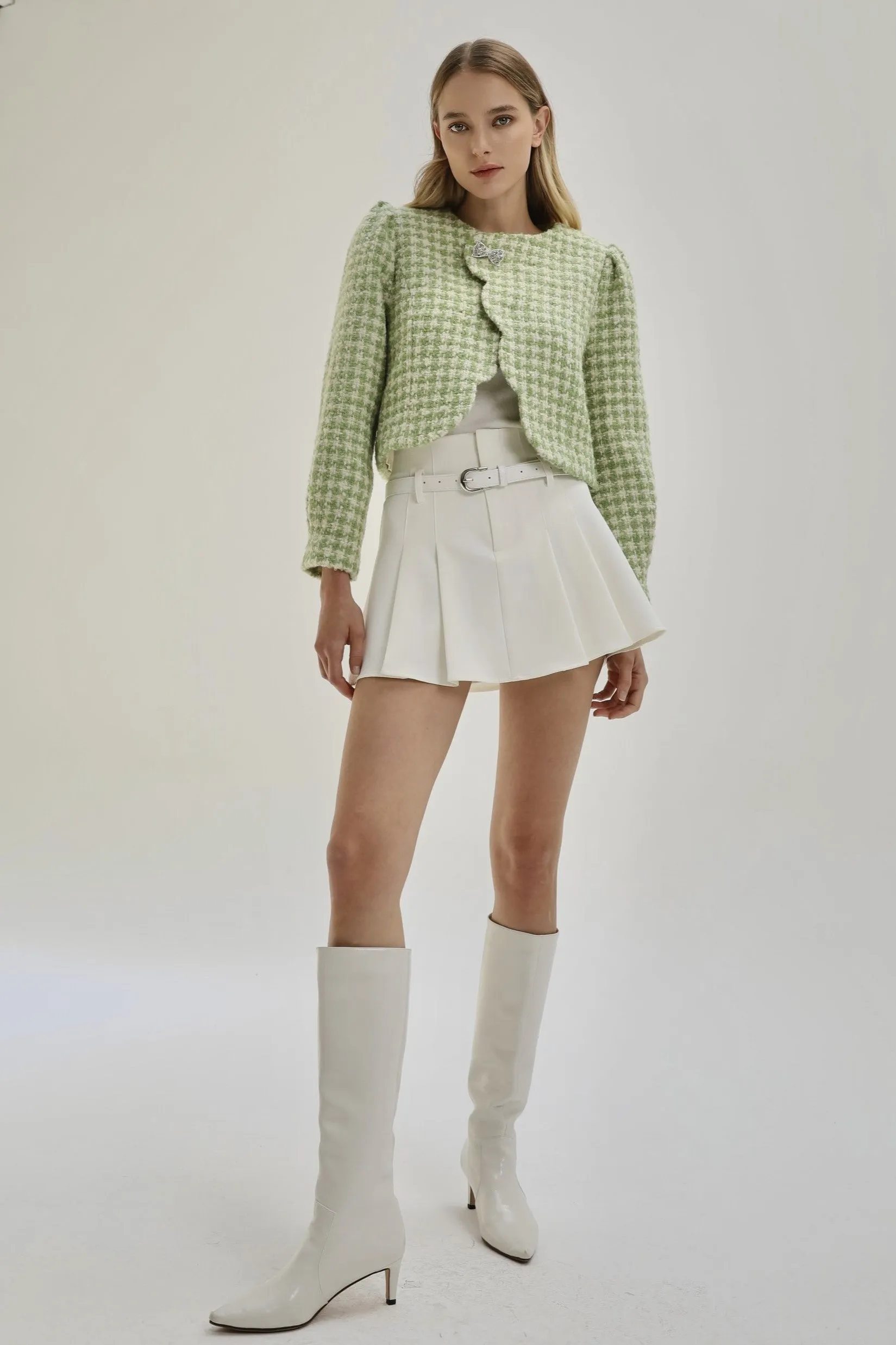 Scallop Wool Checked Set