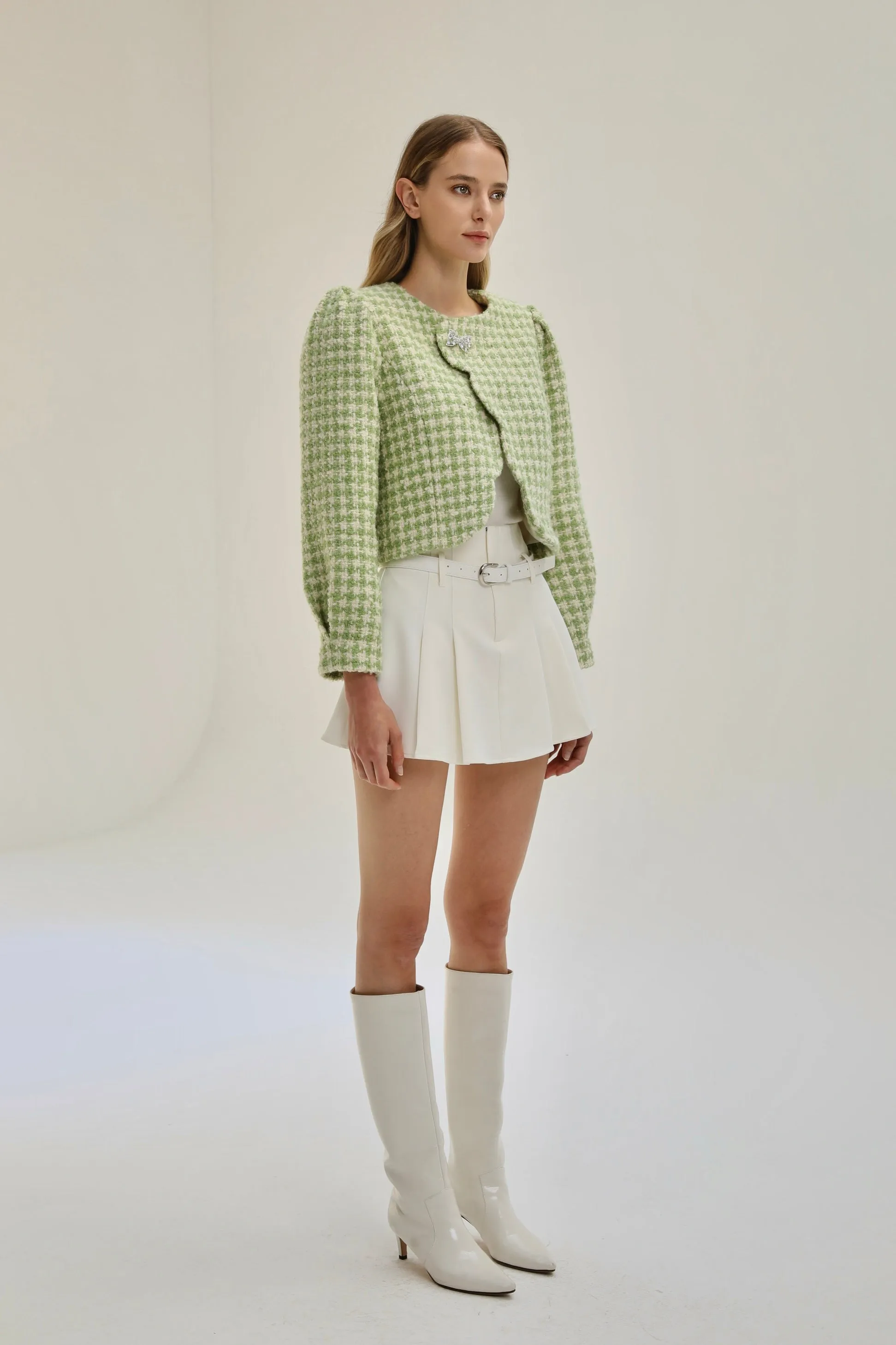 Scallop Wool Checked Set