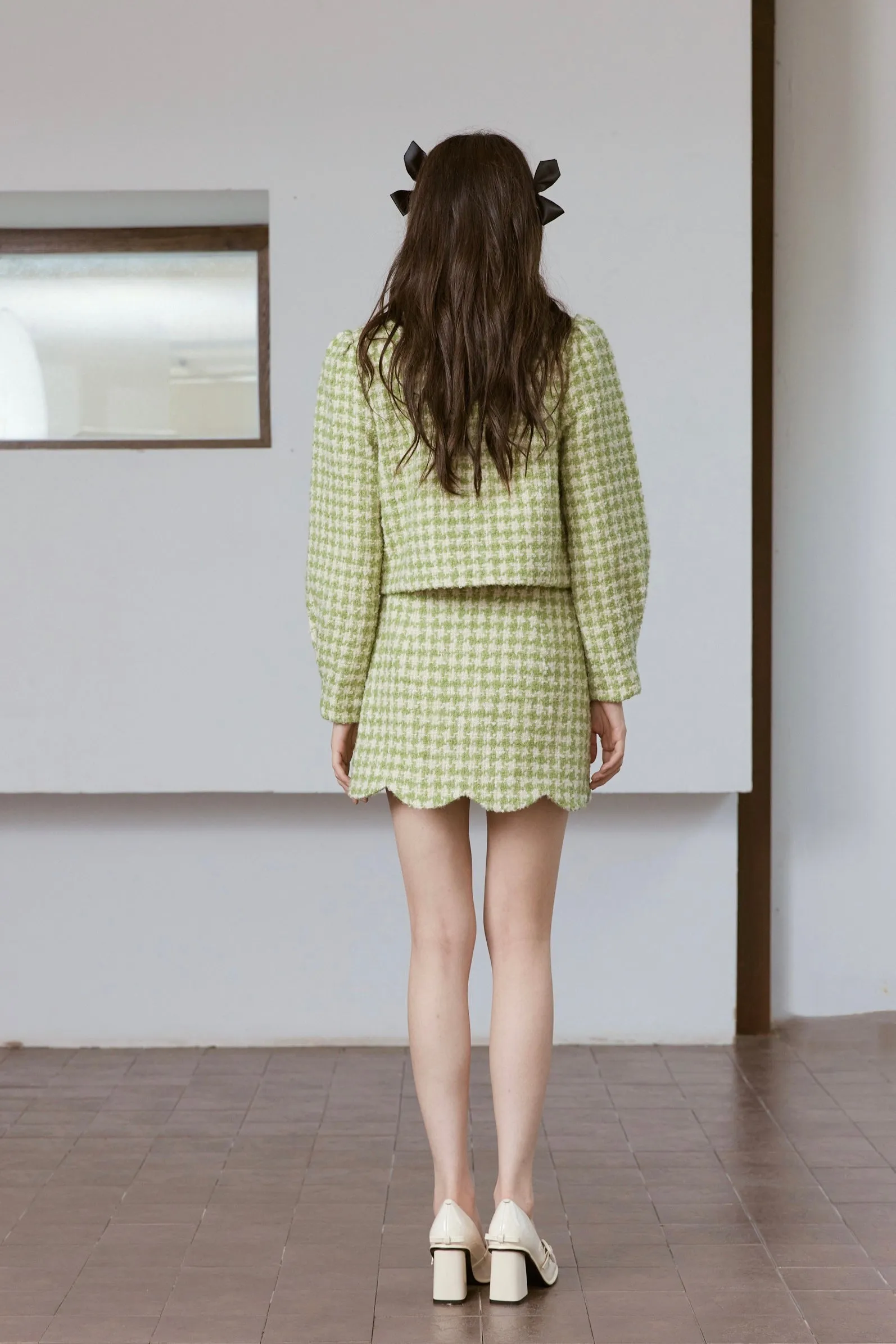 Scallop Wool Checked Set