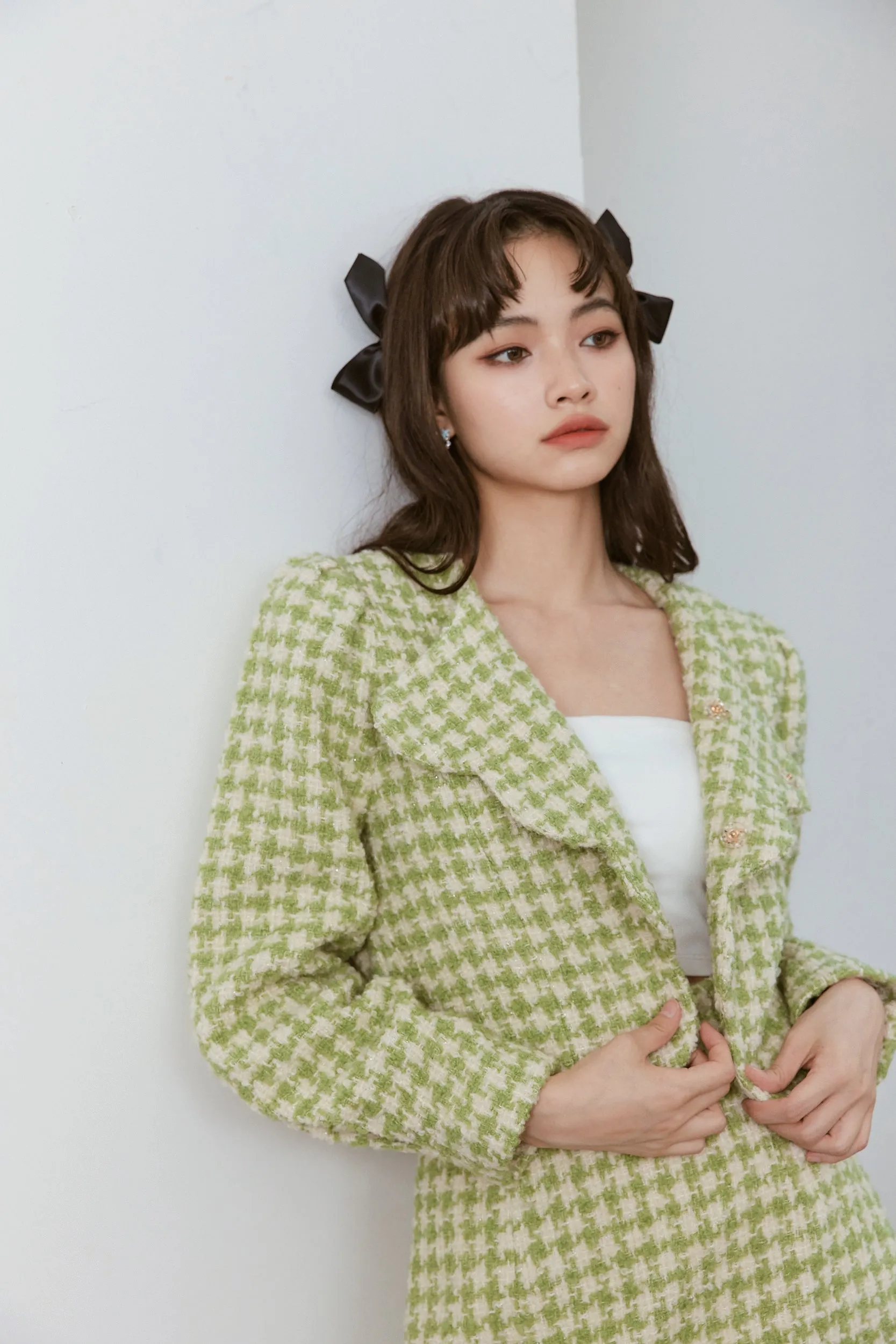 Scallop Wool Checked Set