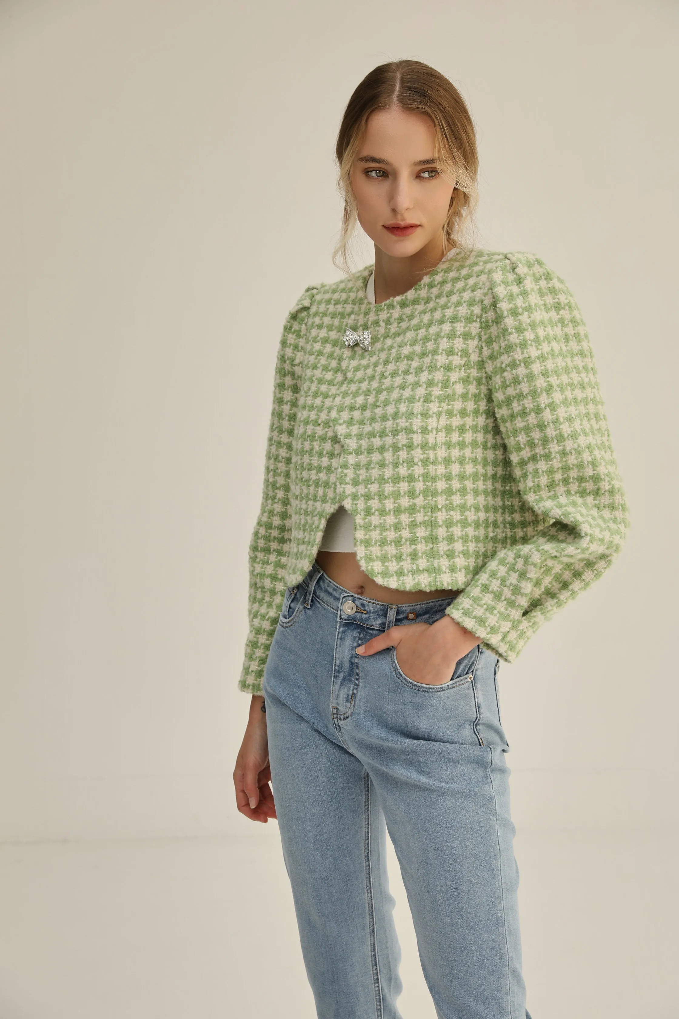 Scallop Wool Checked Set