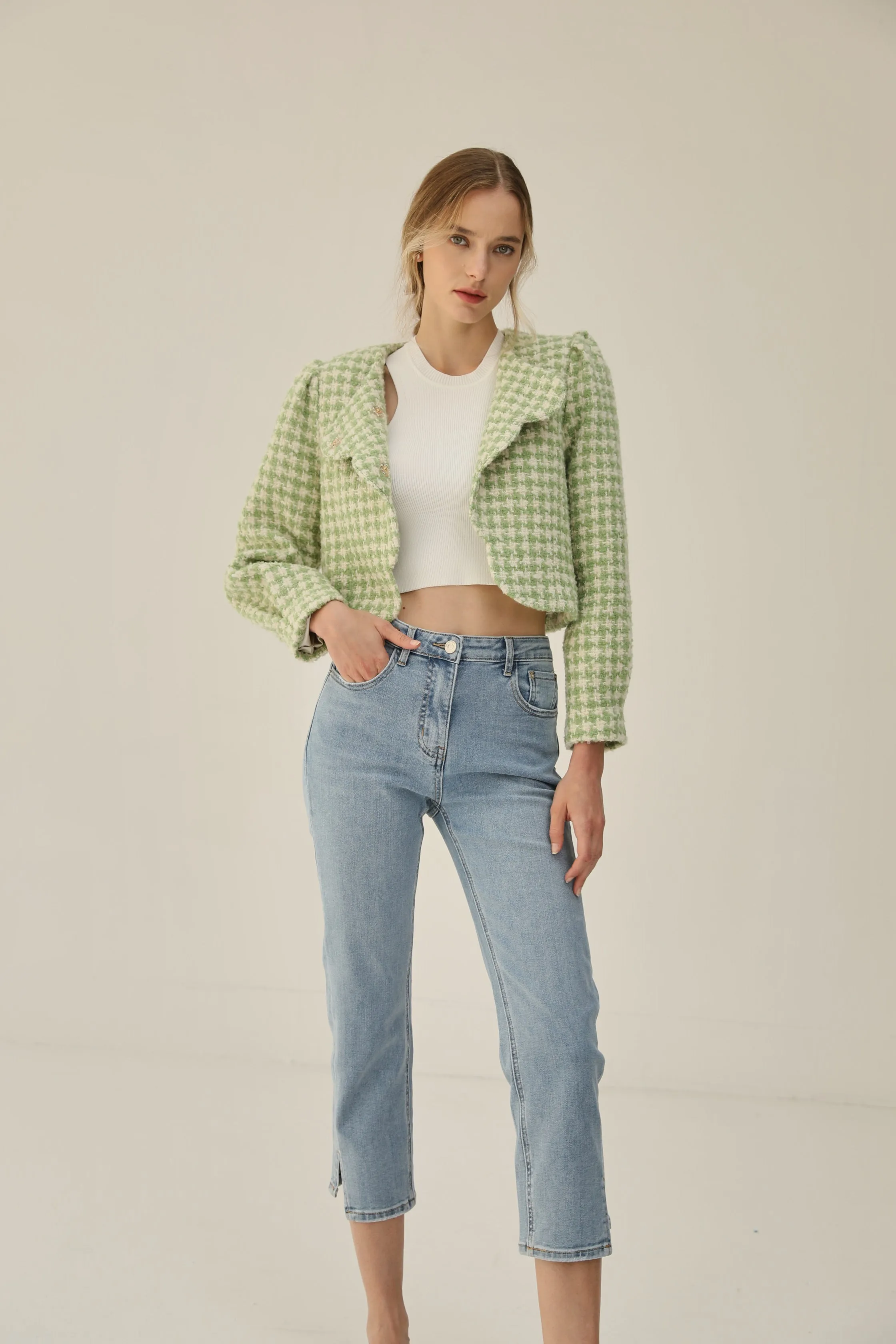 Scallop Wool Checked Set