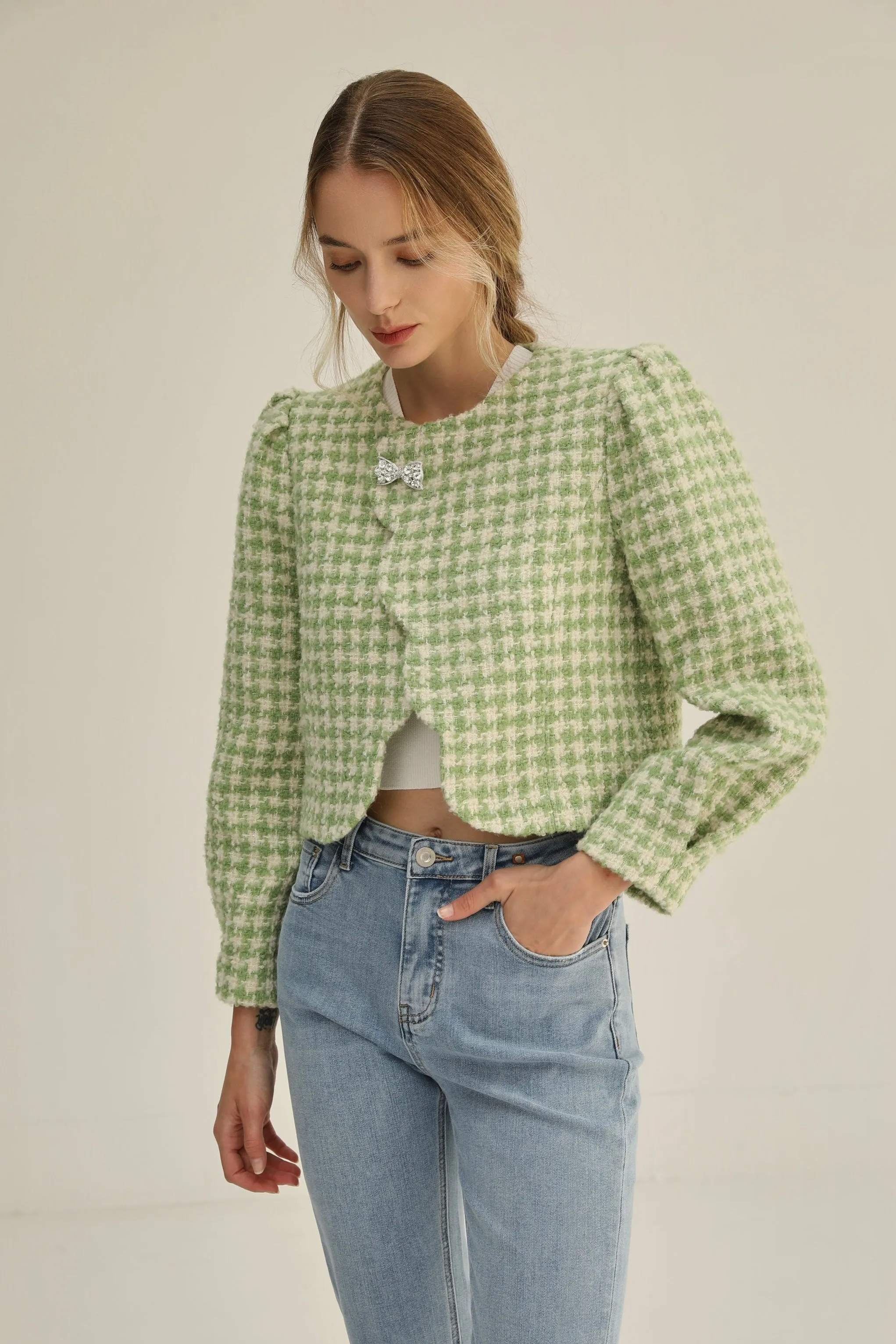 Scallop Wool Checked Set