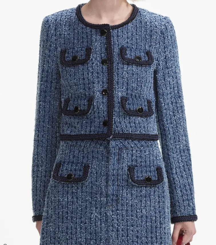 SELF PORTRAIT Textured Denim Jacket