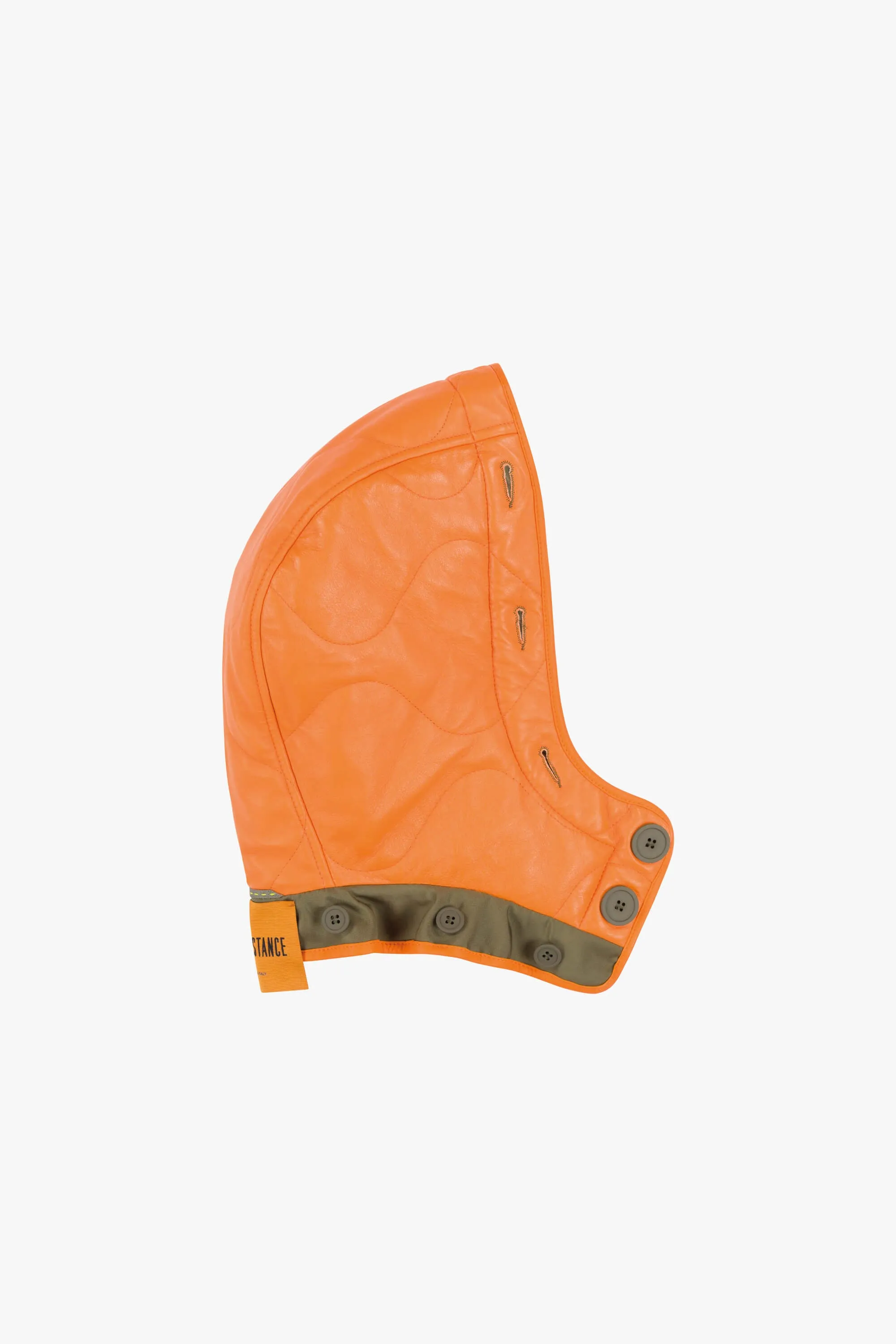Shearling Leather Quilt Hood - Natural / Orange