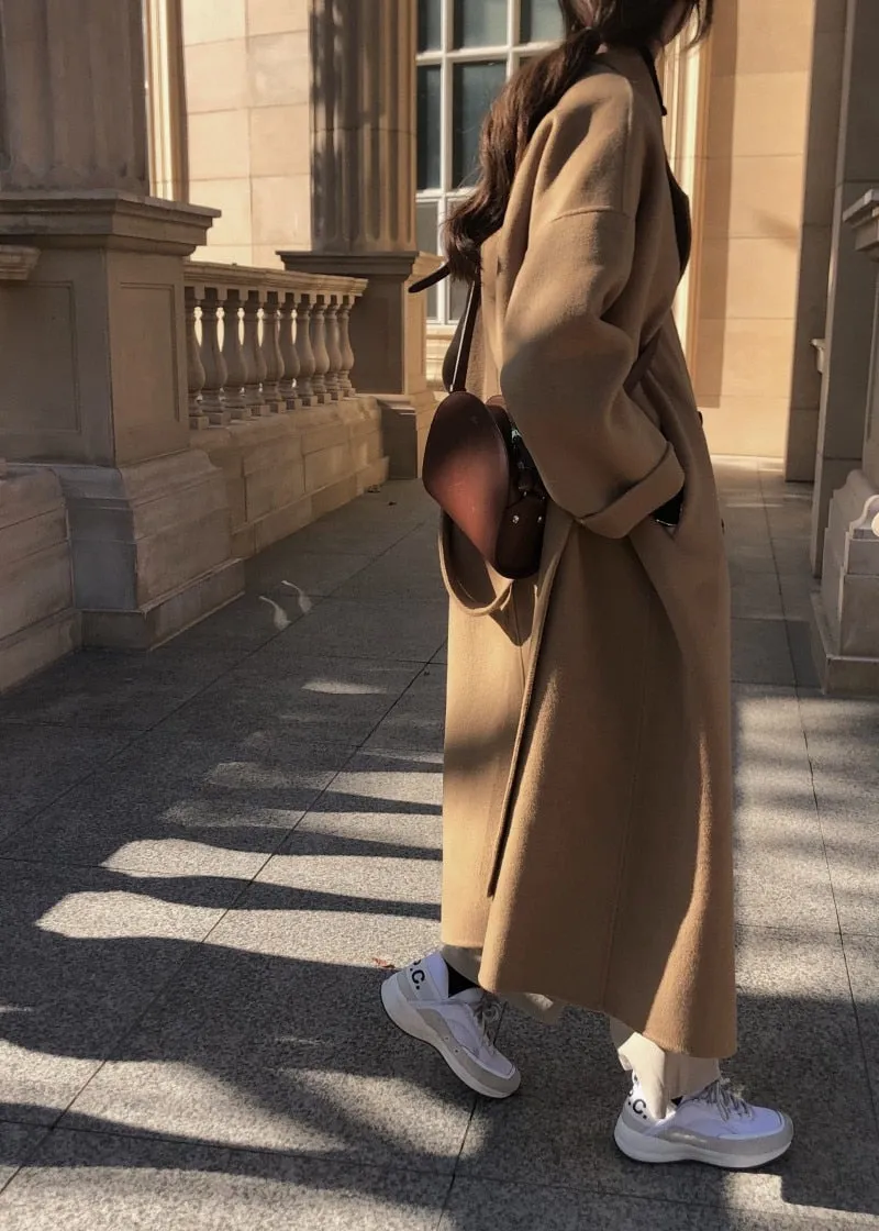 Sheep Wool High Quality Oversized Double Breasted Long Coats