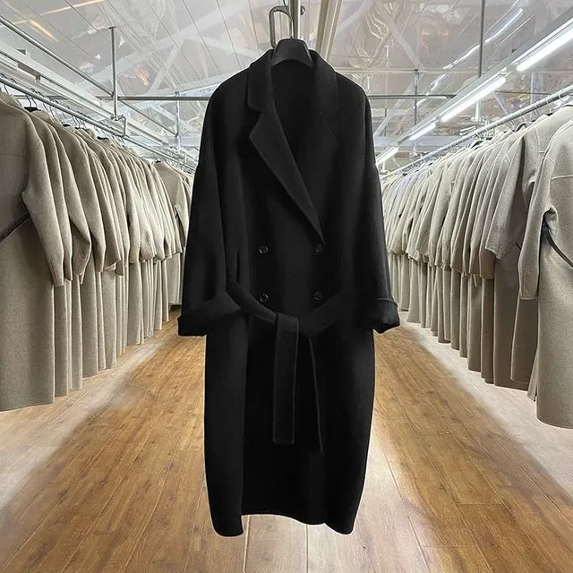 Sheep Wool High Quality Oversized Double Breasted Long Coats