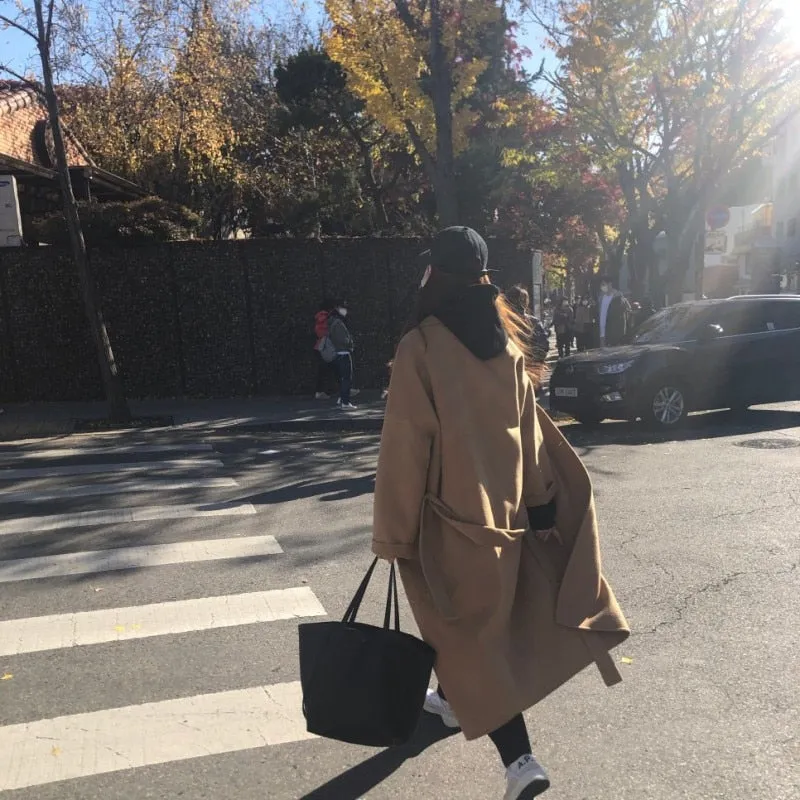 Sheep Wool High Quality Oversized Double Breasted Long Coats