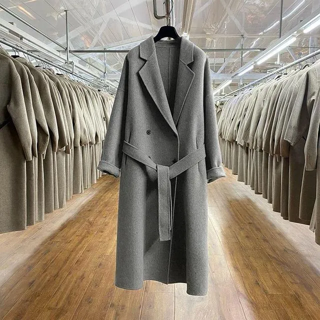 Sheep Wool High Quality Oversized Double Breasted Long Coats