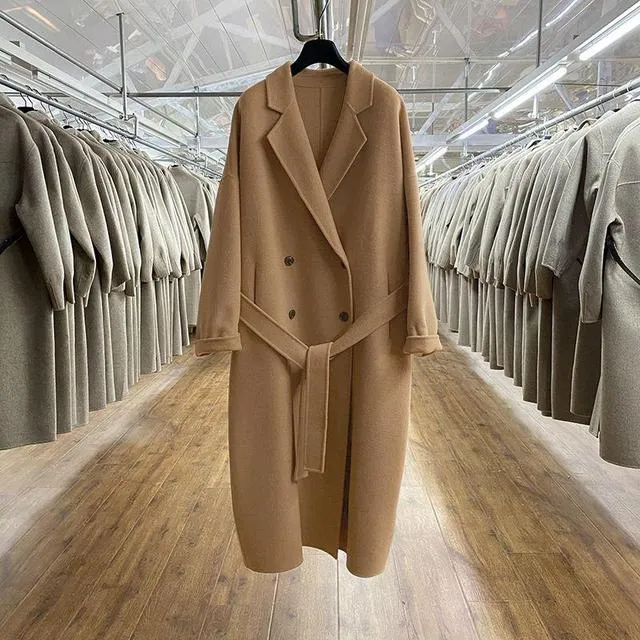 Sheep Wool High Quality Oversized Double Breasted Long Coats