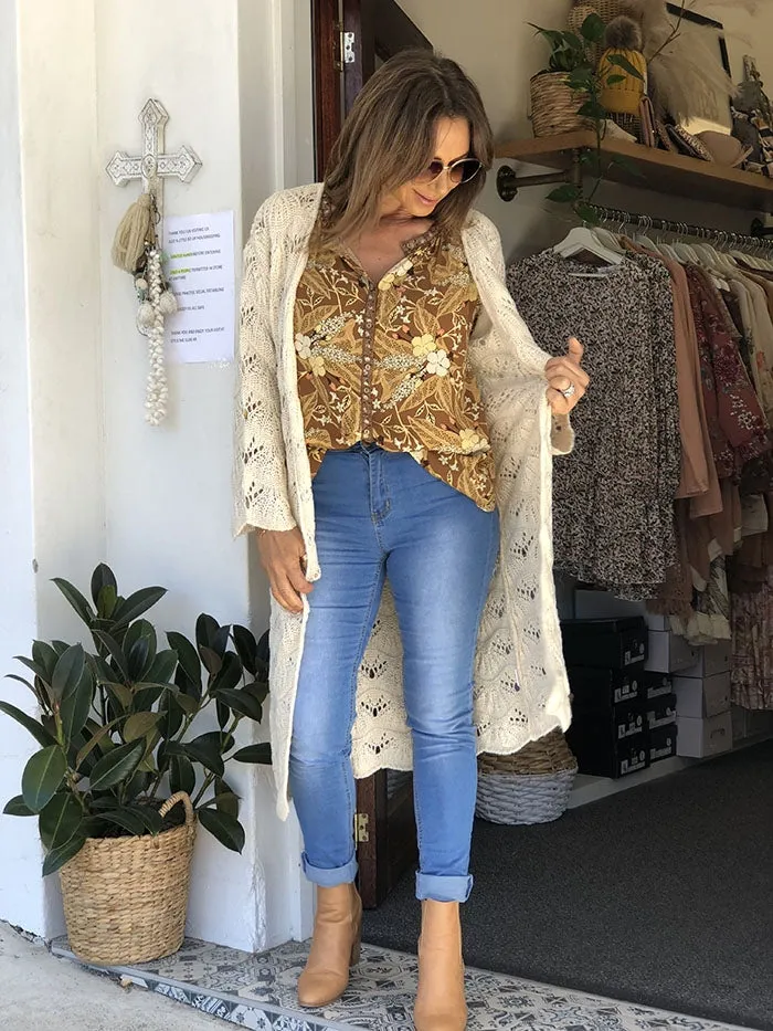 Shell Crochet Longline Cardi