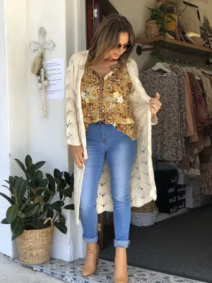 Shell Crochet Longline Cardi