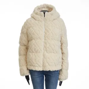 Short Blouson Jacket - White Wool, FF Motif, Drawstring