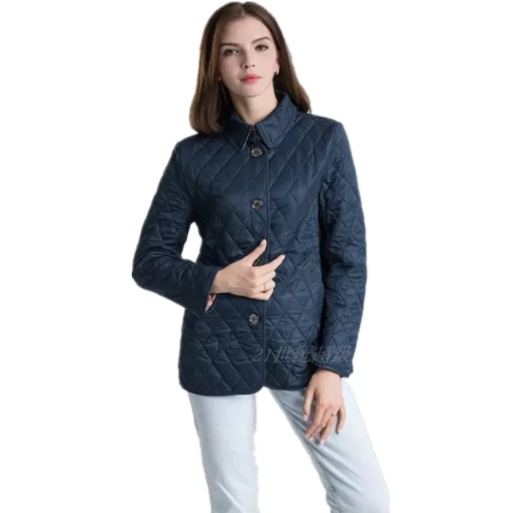 Short Cotton Padded Parkas Coat Buttons Turn Down Collar