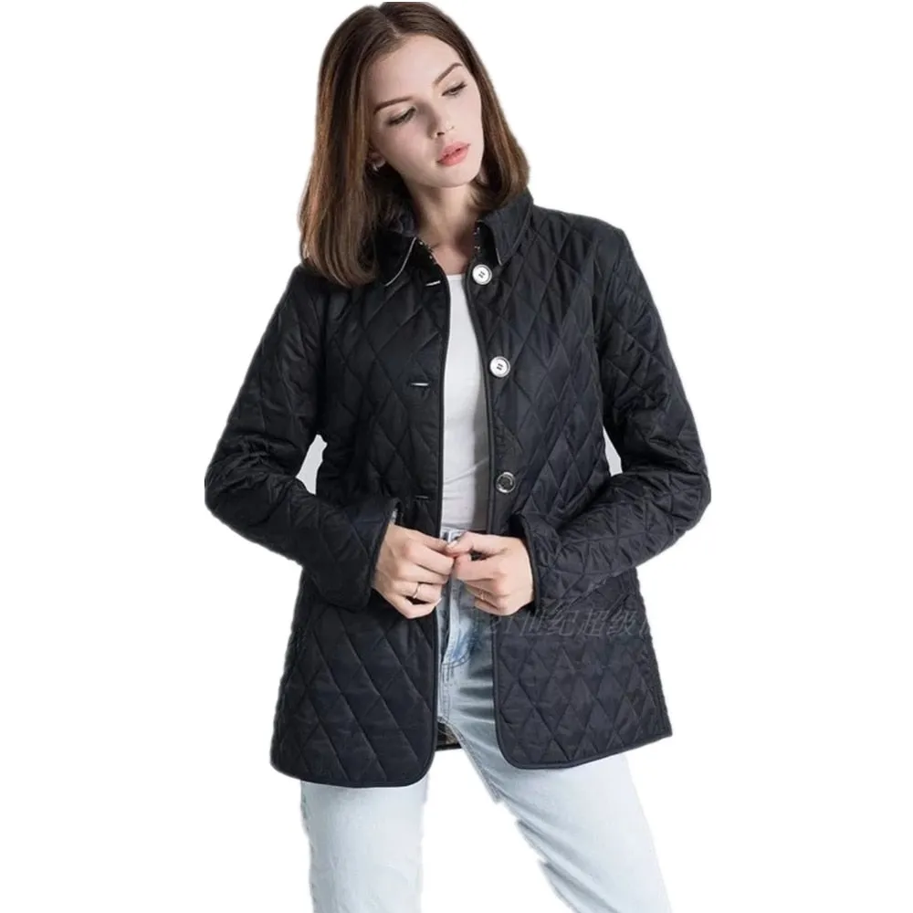 Short Cotton Padded Parkas Coat Buttons Turn Down Collar