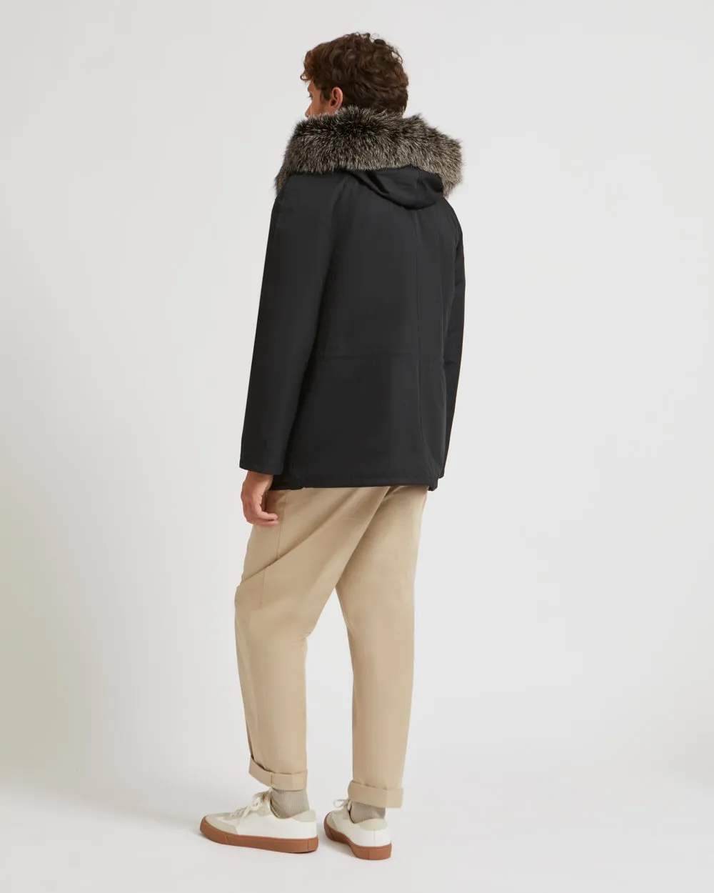 Short Iconic Parka In waterproof Cotton Blend with Fox Fur and Rabbit Fur