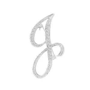 [Silver Initial Letter J] Plated Metal Lapel Pin