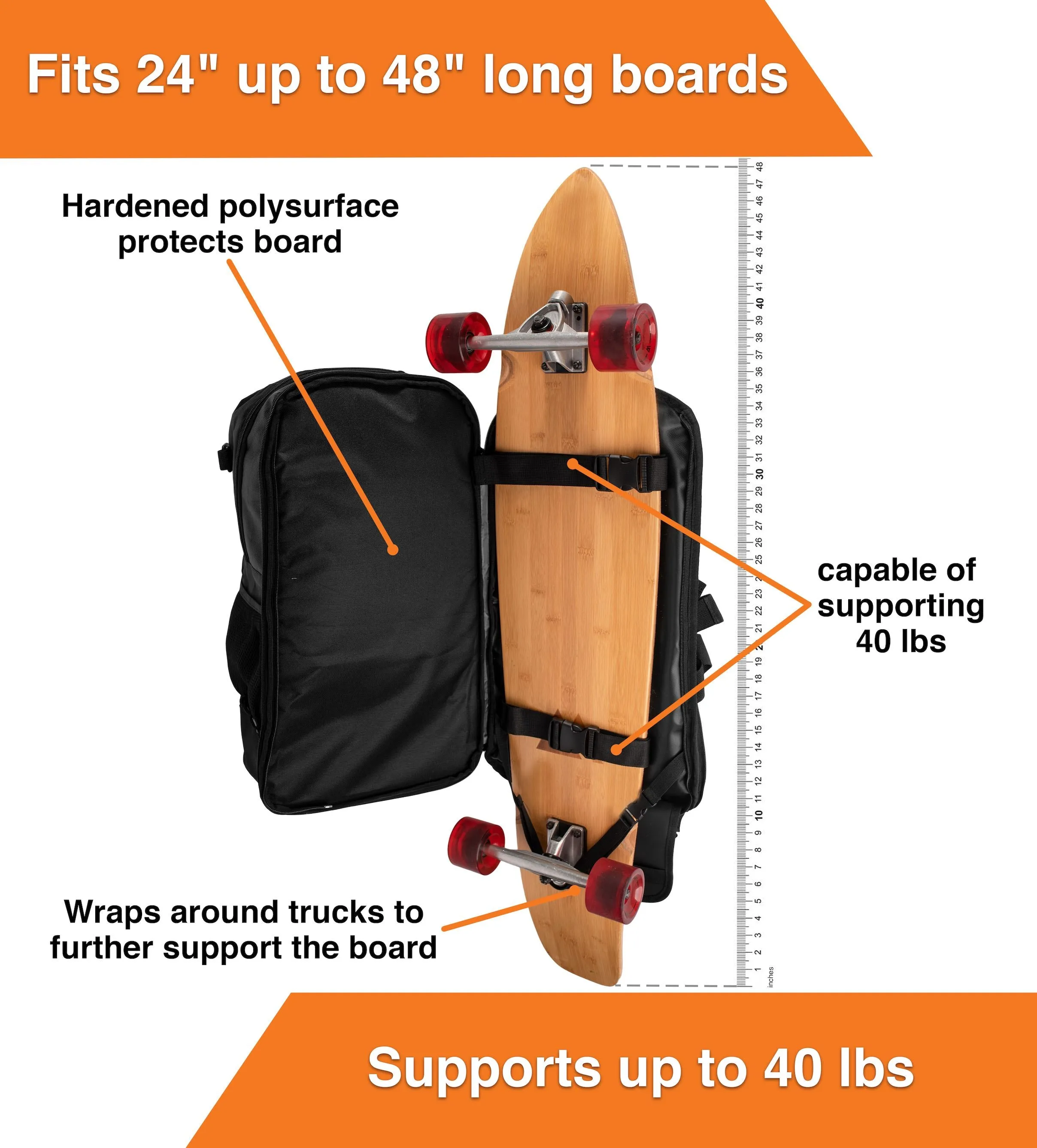 Skateboard Backpack | Board Blazers Backpack - Perfect for Longboards and Electric Skateboards