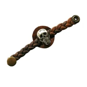 Skull Braided Brown Leather Vest Waistcoat Extenders (one in a pack)