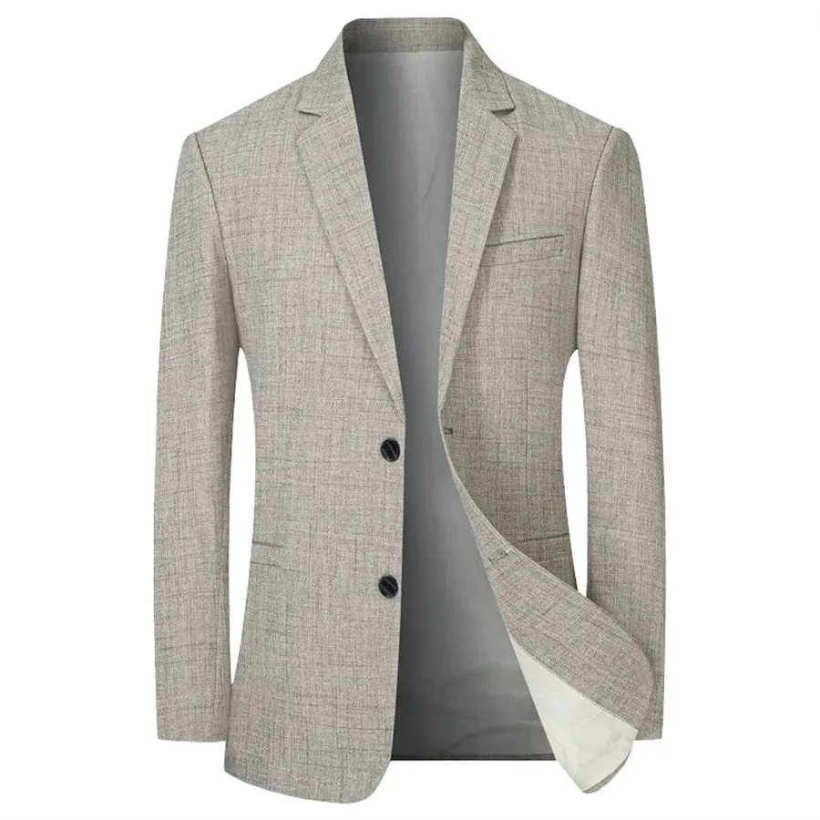 Sky Blue Men's Suit Jacket Thin Blazers Spring Autumn Solid Business Formal Wear Men Clothing Wedding Coat Oversize 4XL