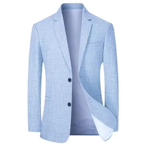 Sky Blue Men's Suit Jacket Thin Blazers Spring Autumn Solid Business Formal Wear Men Clothing Wedding Coat Oversize 4XL