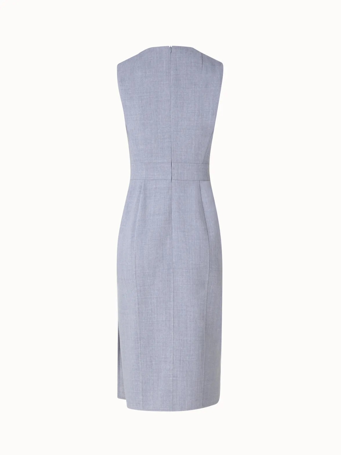 Sleeveless Wool Double-Face Sheath Dress