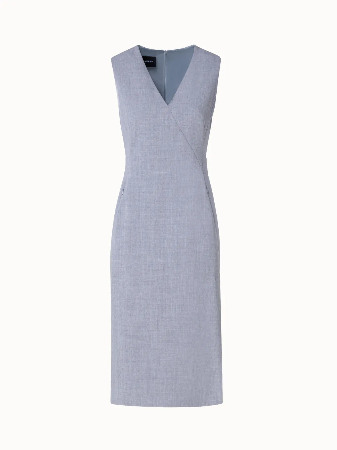 Sleeveless Wool Double-Face Sheath Dress
