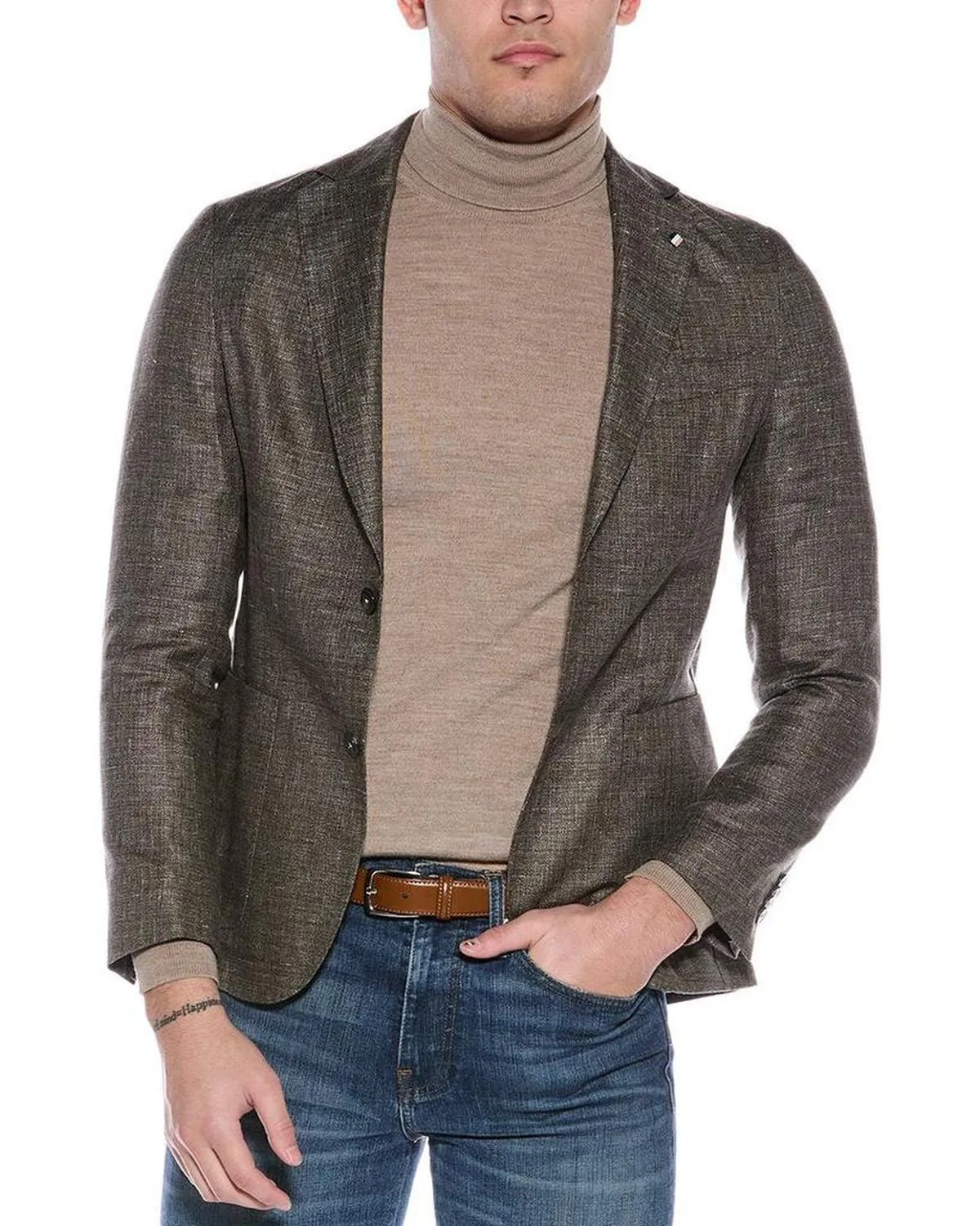 Slim Fit Wool & Linen-Blend Blazer