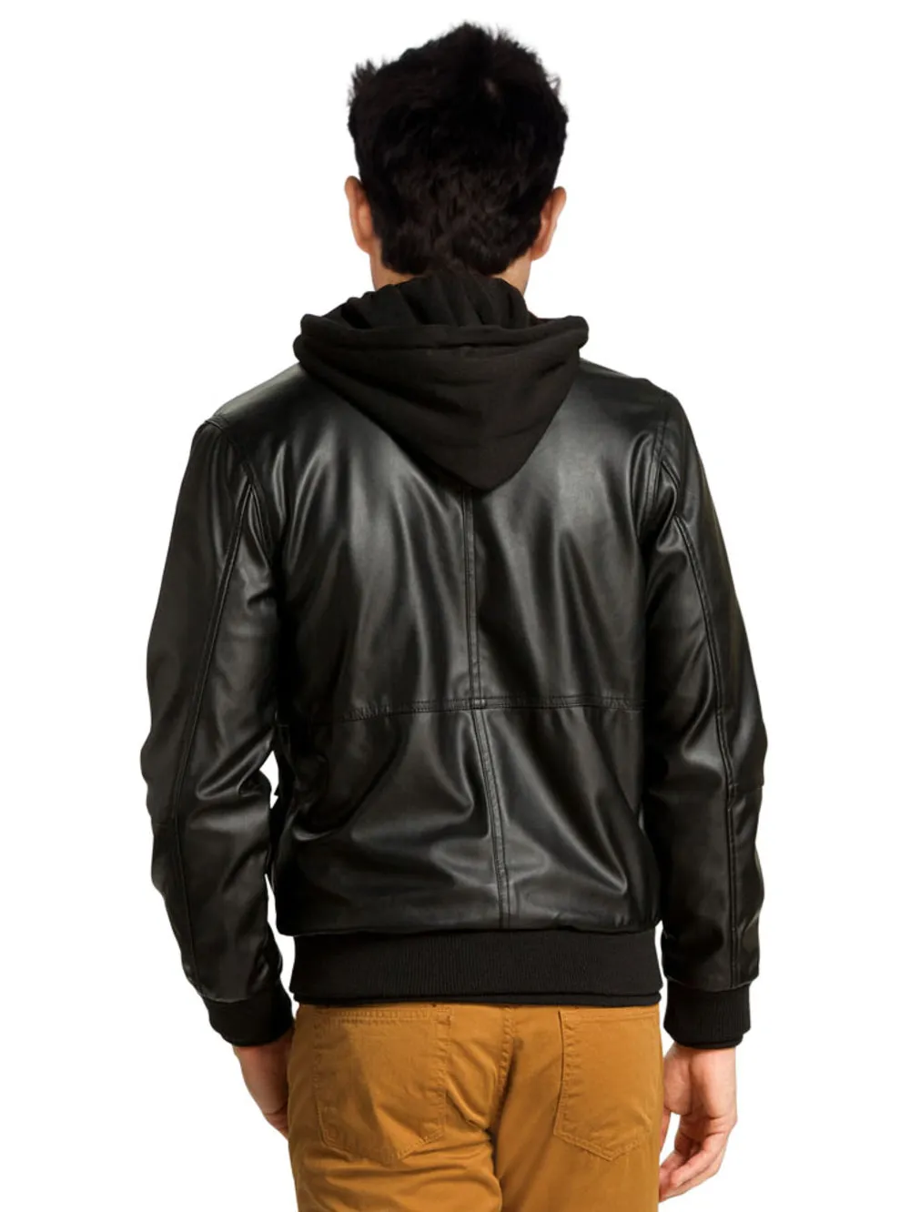 Snap Flap Pocket Bomber Leather Jackets for Men