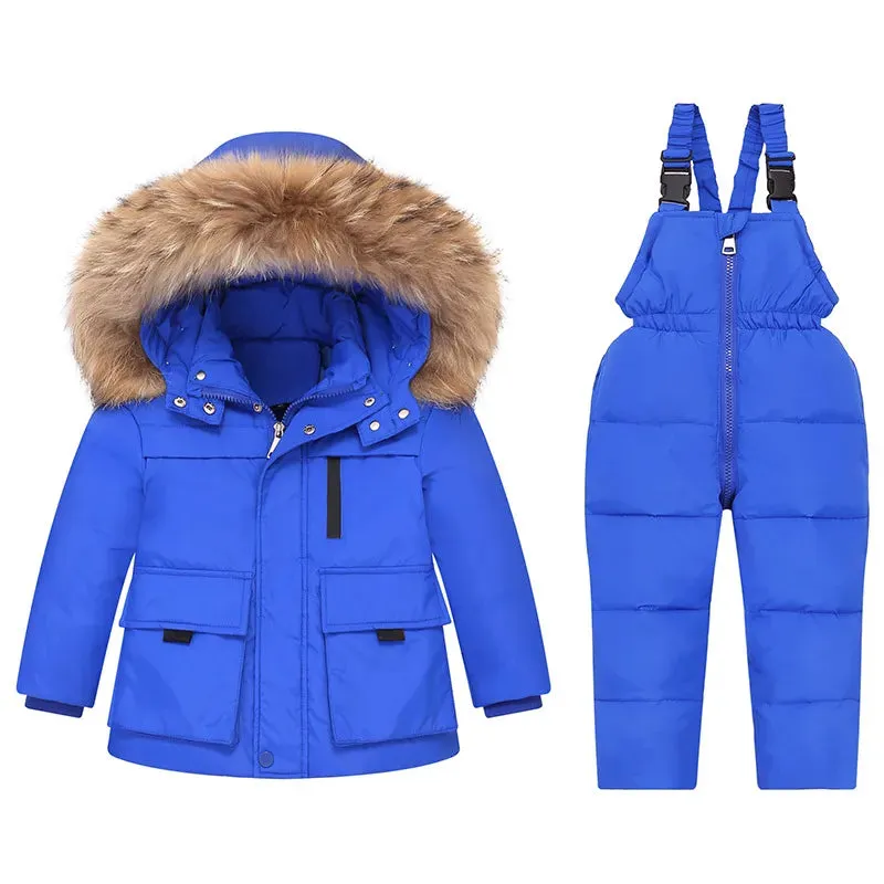 Snowsuit Overalls Down Jacket Parka and Jumpsuit Set for Boys Girls 1-5T