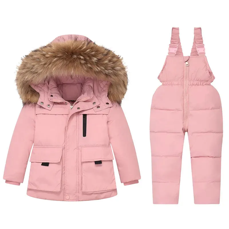 Snowsuit Overalls Down Jacket Parka and Jumpsuit Set for Boys Girls 1-5T