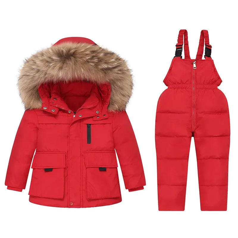 Snowsuit Overalls Down Jacket Parka and Jumpsuit Set for Boys Girls 1-5T