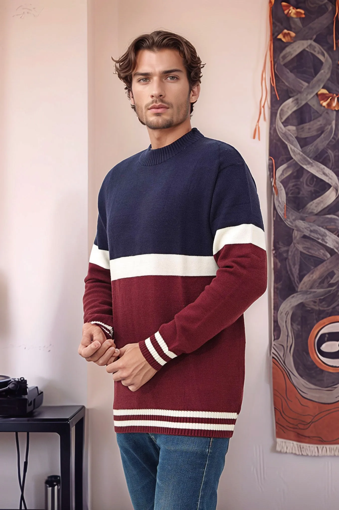 Soft Acrylic Wool Round Neck Sweater