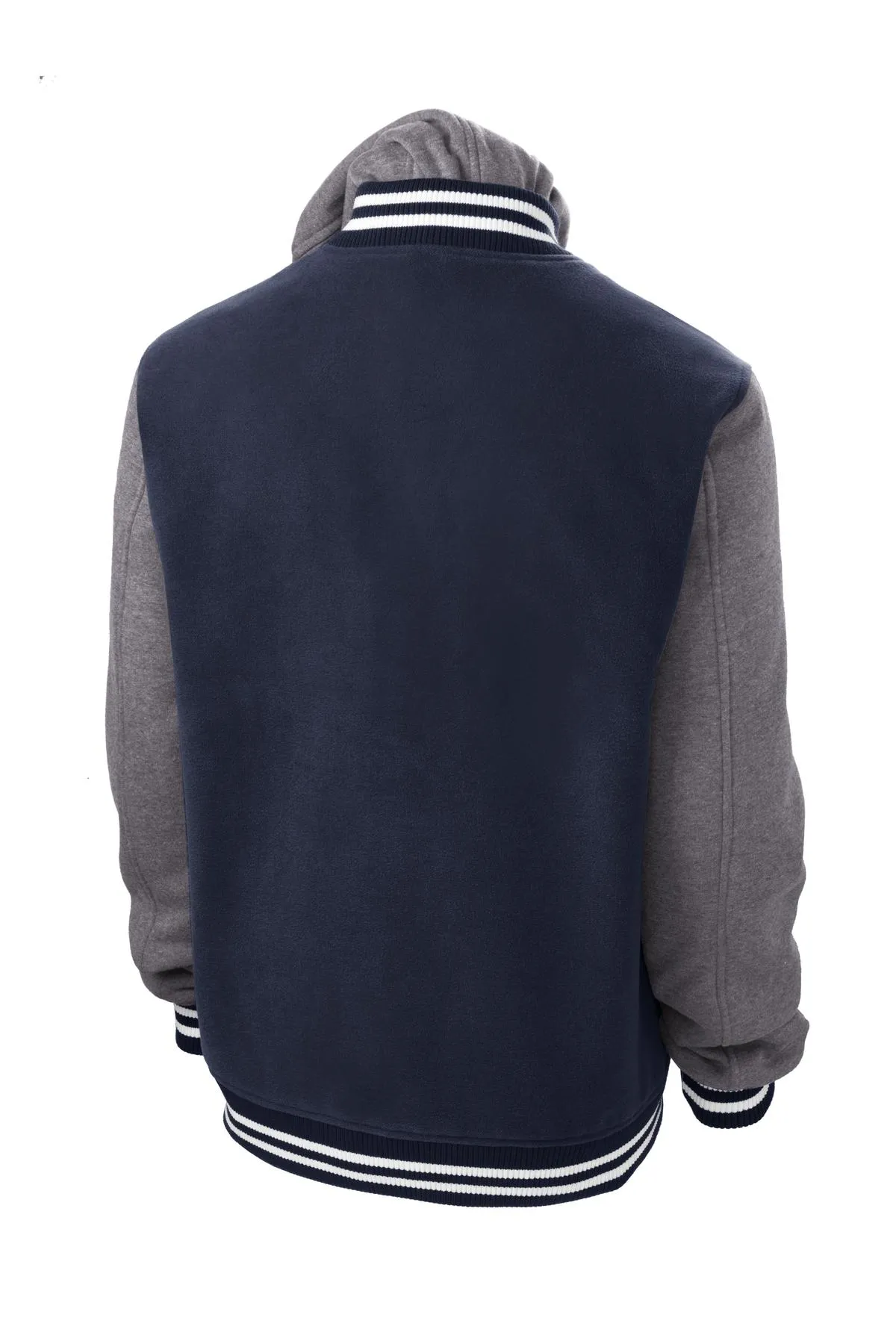 Sport-Tek Insulated Letterman Jacket. JST82 True Navy/ Vintage Heather