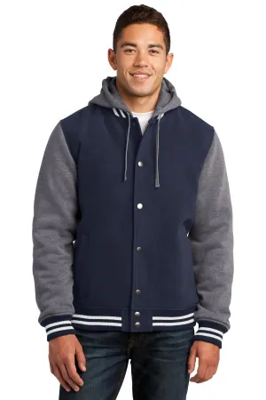 Sport-Tek Insulated Letterman Jacket. JST82 True Navy/ Vintage Heather