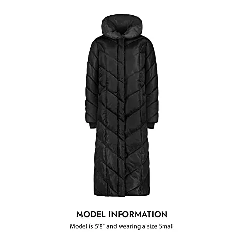 Steve Madden Women's Chevron Maxi Puffer Coat