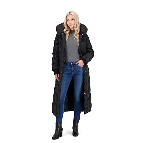 Steve Madden Women's Chevron Maxi Puffer Coat