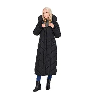 Steve Madden Women's Chevron Maxi Puffer Coat