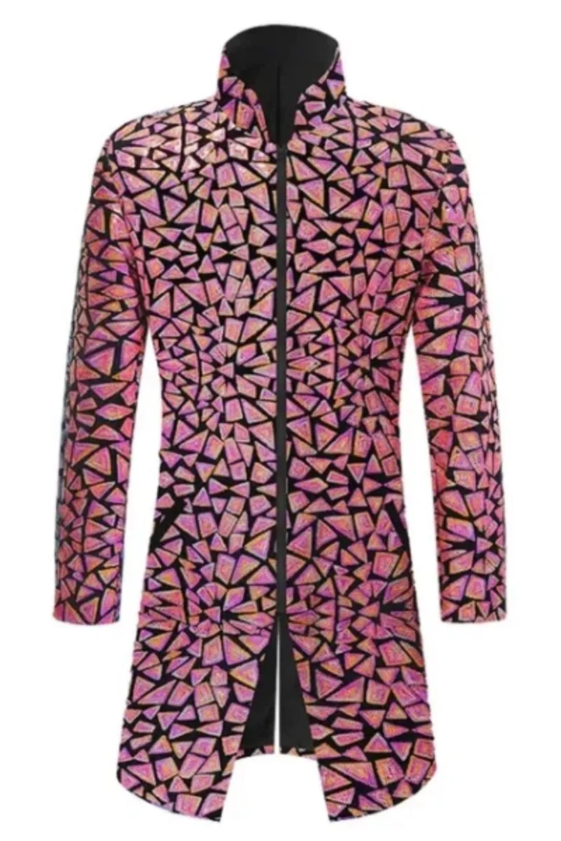 Stylish Triangle Sequin Men's Stand Collar Blazers
